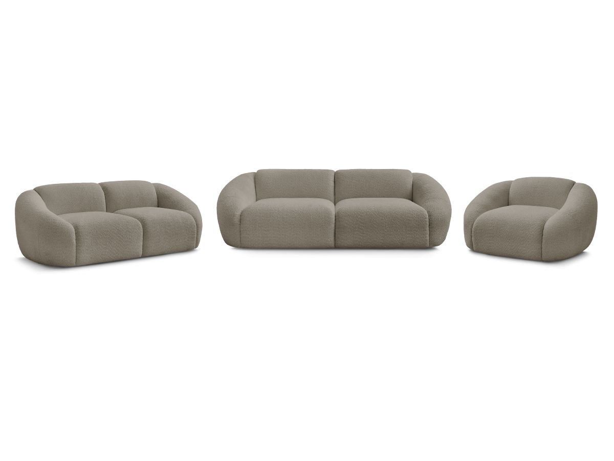 Vaste rechte bankset 3 + 2 zitplaatsen + TINA fauteuil in badstof