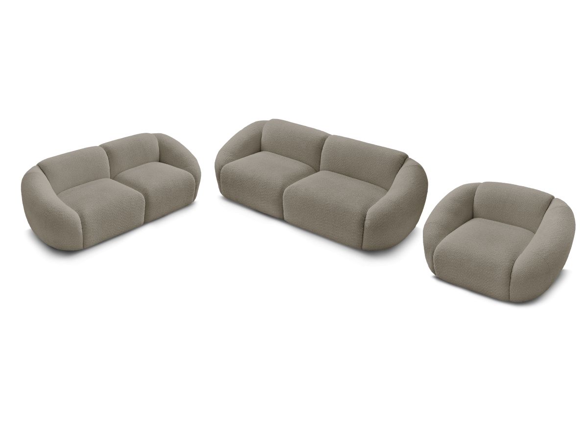 Vaste rechte bankset 3 + 2 zitplaatsen + TINA fauteuil in badstof