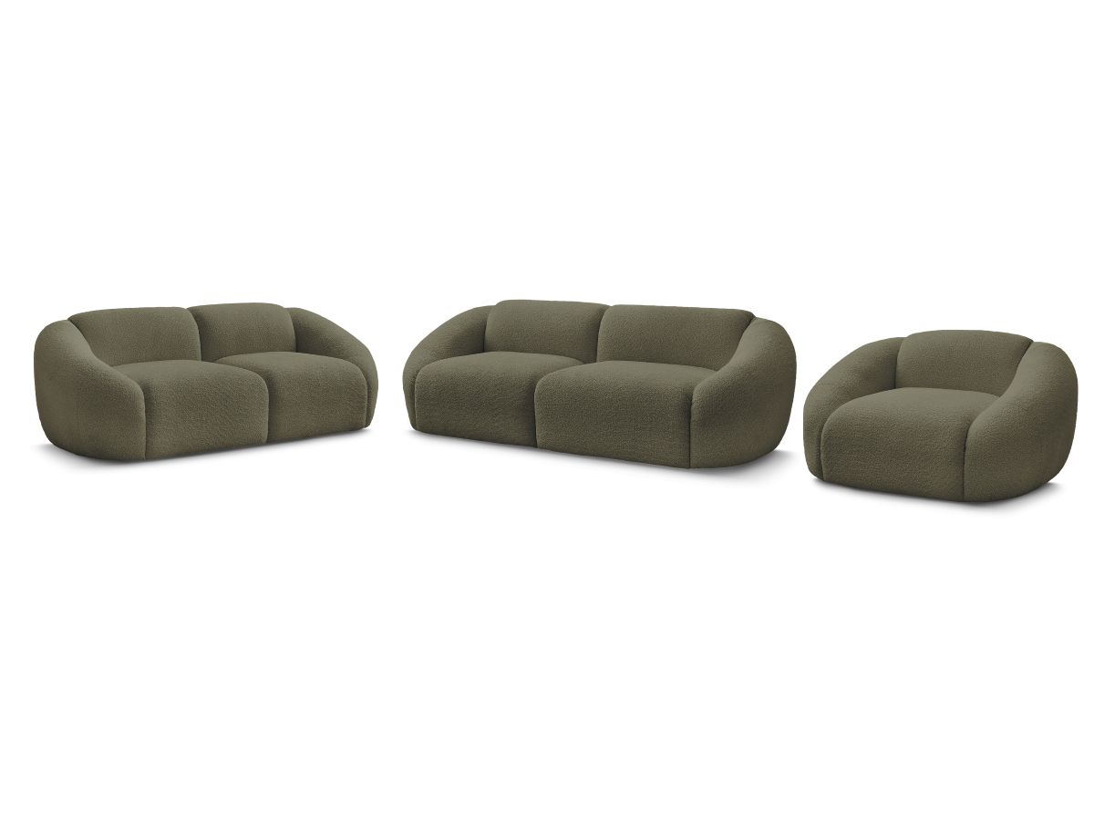Vaste rechte bankset 3 + 2 zitplaatsen + TINA fauteuil in badstof
