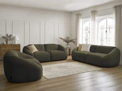 Ensemble canapé droit fixe 3 + 2 places + fauteuil TINA tissu bouclette