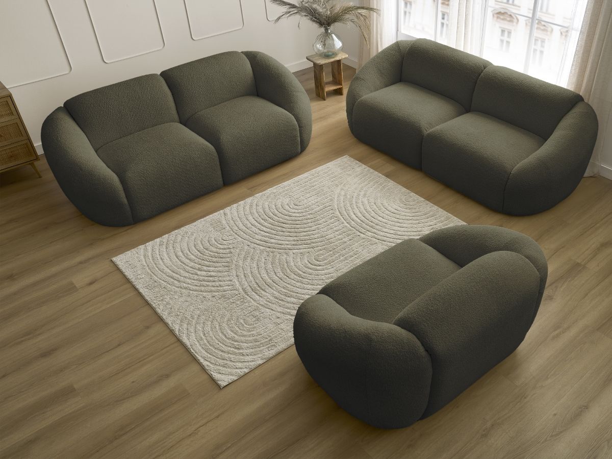 Vaste rechte bankset 3 + 2 zitplaatsen + TINA fauteuil in badstof
