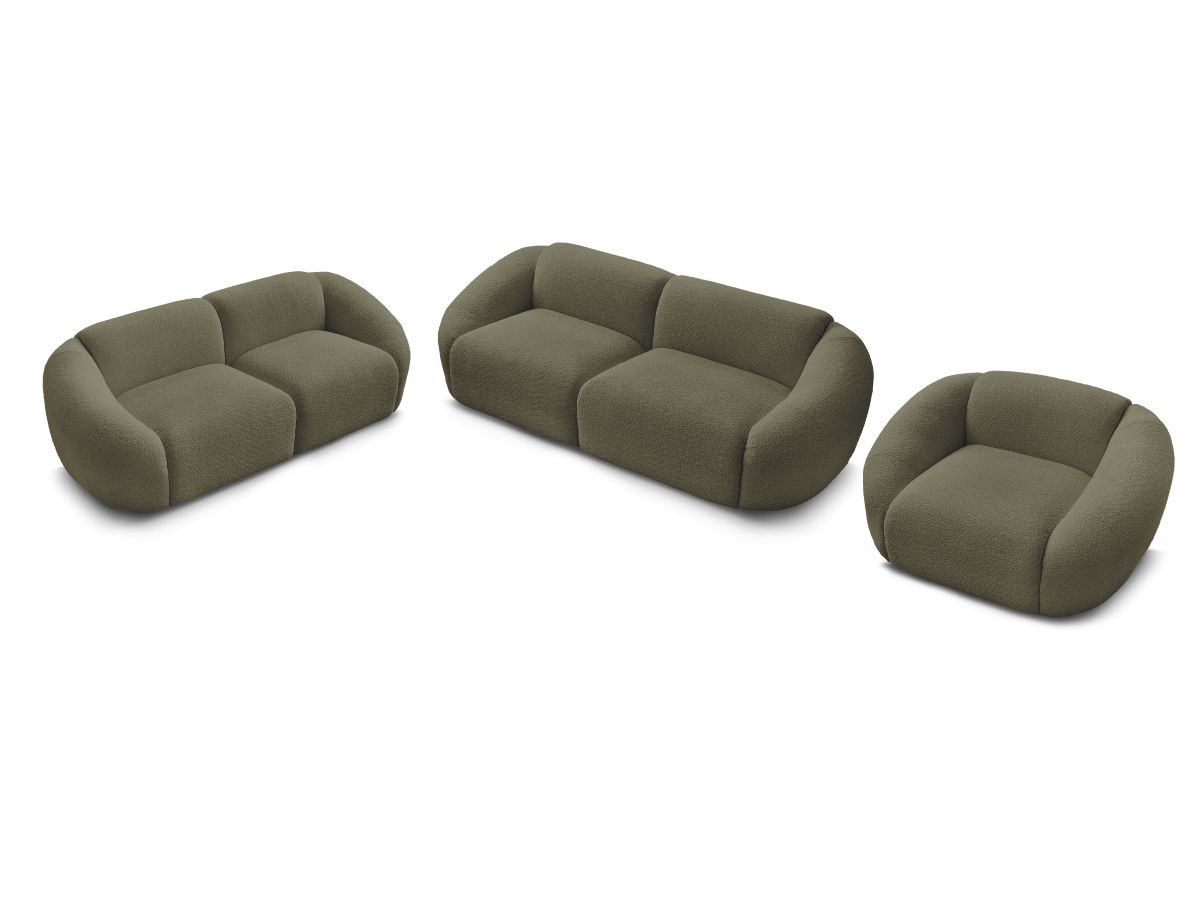 Vaste rechte bankset 3 + 2 zitplaatsen + TINA fauteuil in badstof