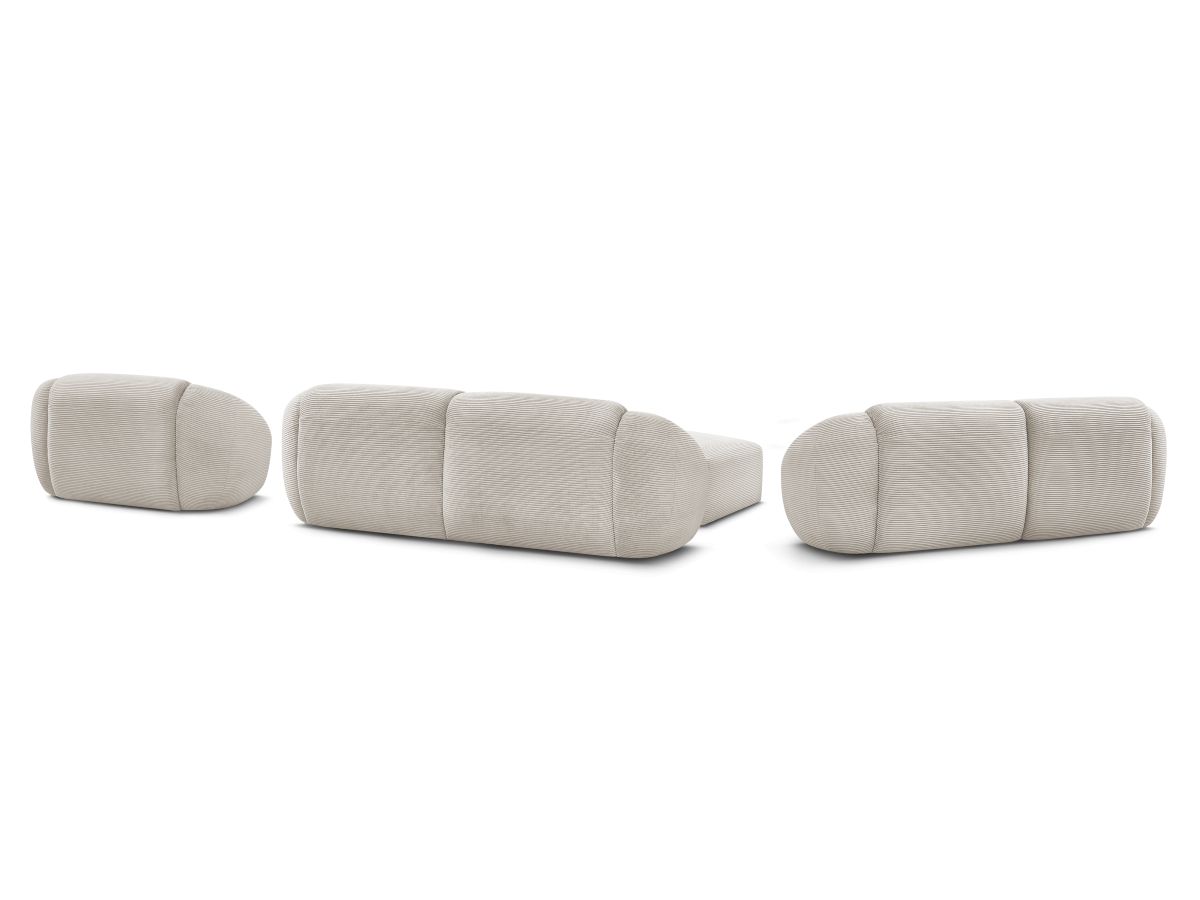 Ensemble canapé droit fixe 3 + 2 places + fauteuil TINA velours côtelé avec pouf