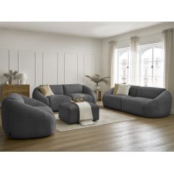 Stała sofa 3-osobowa + 2-osobowa sofa prosta + sztruksowy fotel i podnóżek TINA