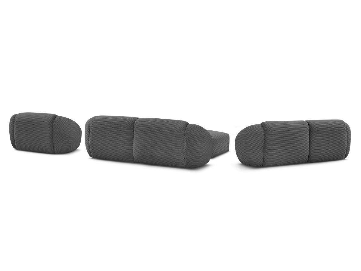 Ensemble canapé droit fixe 3 + 2 places + fauteuil TINA velours côtelé avec pouf