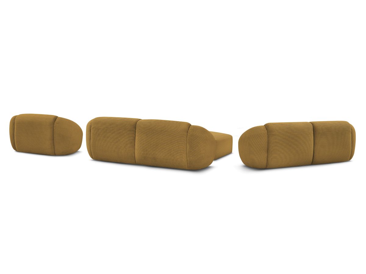 Ensemble canapé droit fixe 3 + 2 places + fauteuil TINA velours côtelé avec pouf