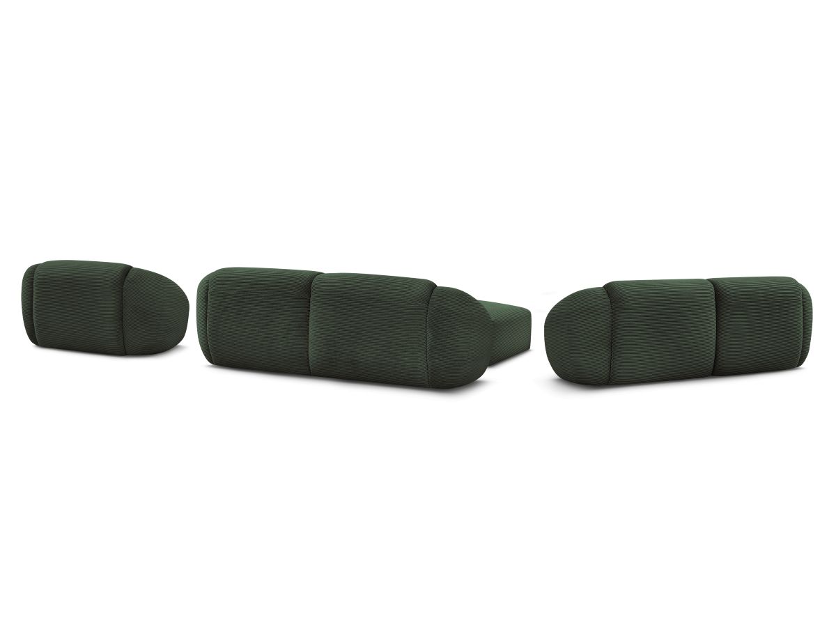 Ensemble canapé droit fixe 3 + 2 places + fauteuil TINA velours côtelé avec pouf