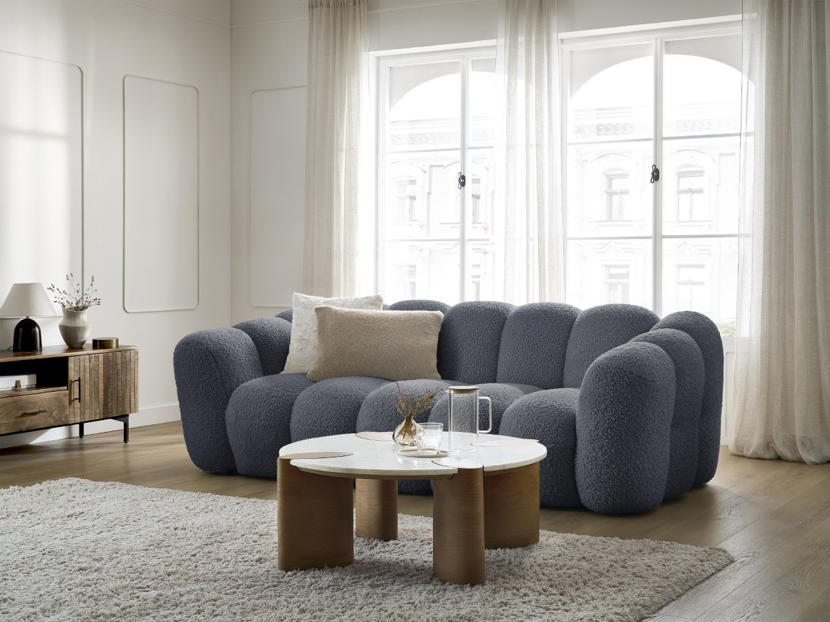 Canapé droit 3 places HIPPOLYTE gris foncé