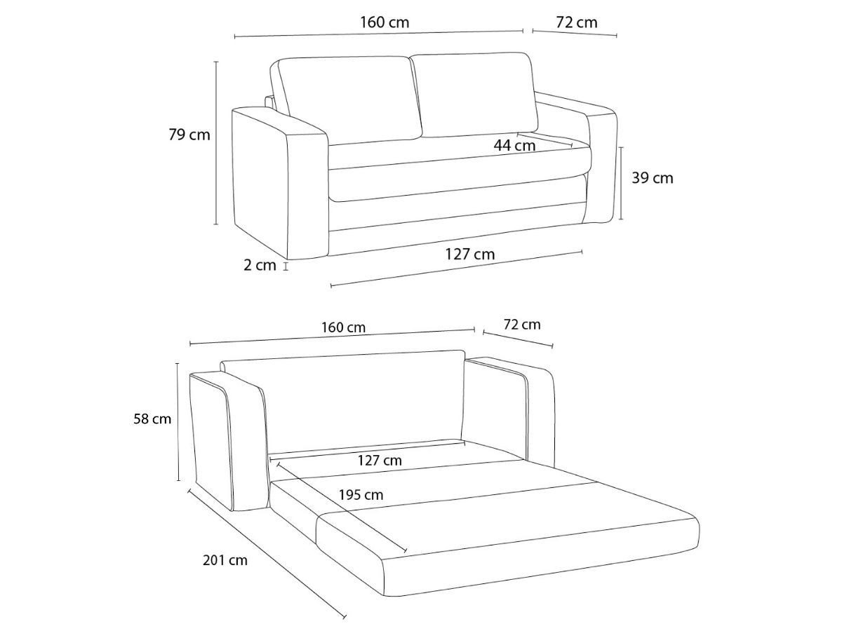 Canapé droit convertible déplimousse COME tissu chiné