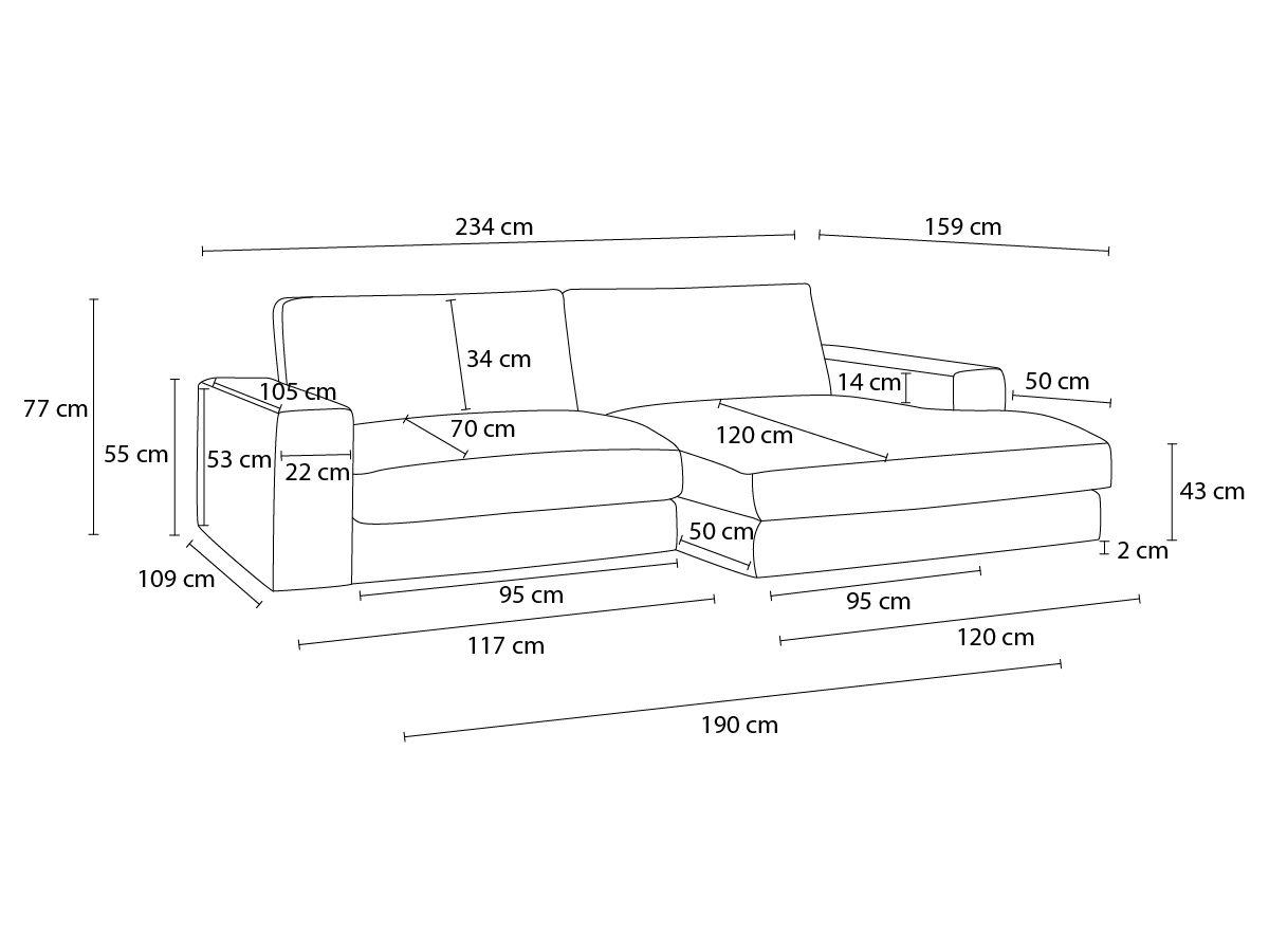 Canapé d'angle fixe EVEREST tissu chiné - Orange - Angle droit - 10 coussins