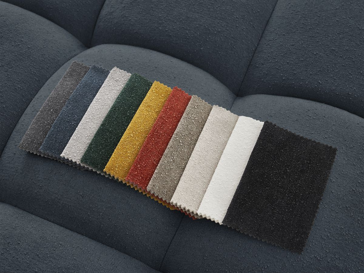 Canapé d'angle fixe EVEREST tissu chiné - Orange - Angle droit - 10 coussins