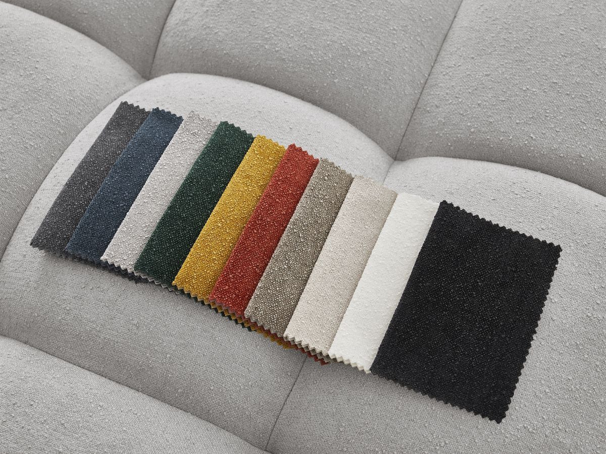 Canapé d'angle fixe EVEREST tissu chiné - Orange - Angle droit - 10 coussins