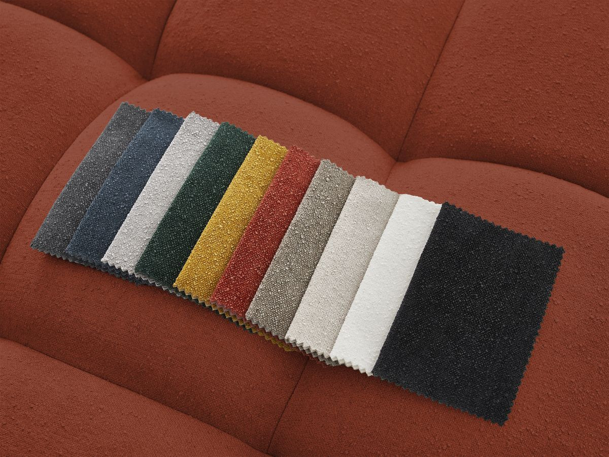 Canapé d'angle fixe EVEREST tissu chiné - Orange - Angle droit - 10 coussins