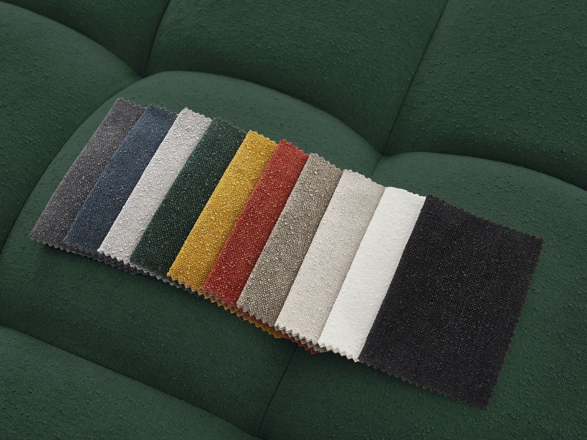 Canapé d'angle fixe EVEREST tissu chiné - Orange - Angle droit - 10 coussins