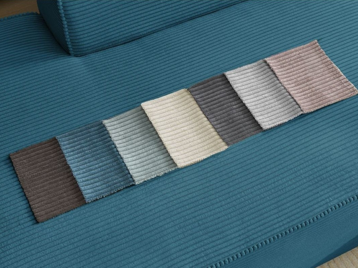 Canapé d'angle fixe EVEREST tissu chiné - Orange - Angle droit - 10 coussins