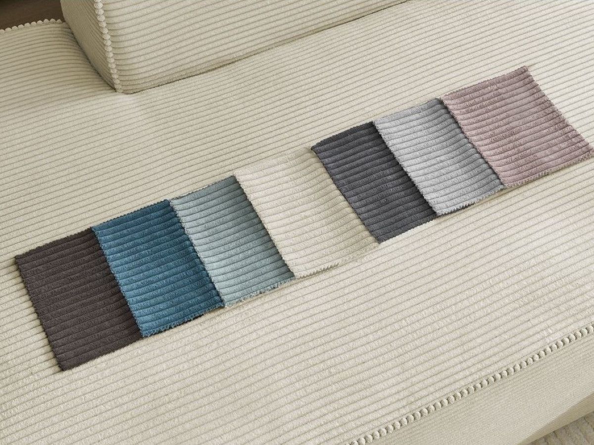 Canapé d'angle fixe EVEREST tissu chiné - Orange - Angle droit - 10 coussins