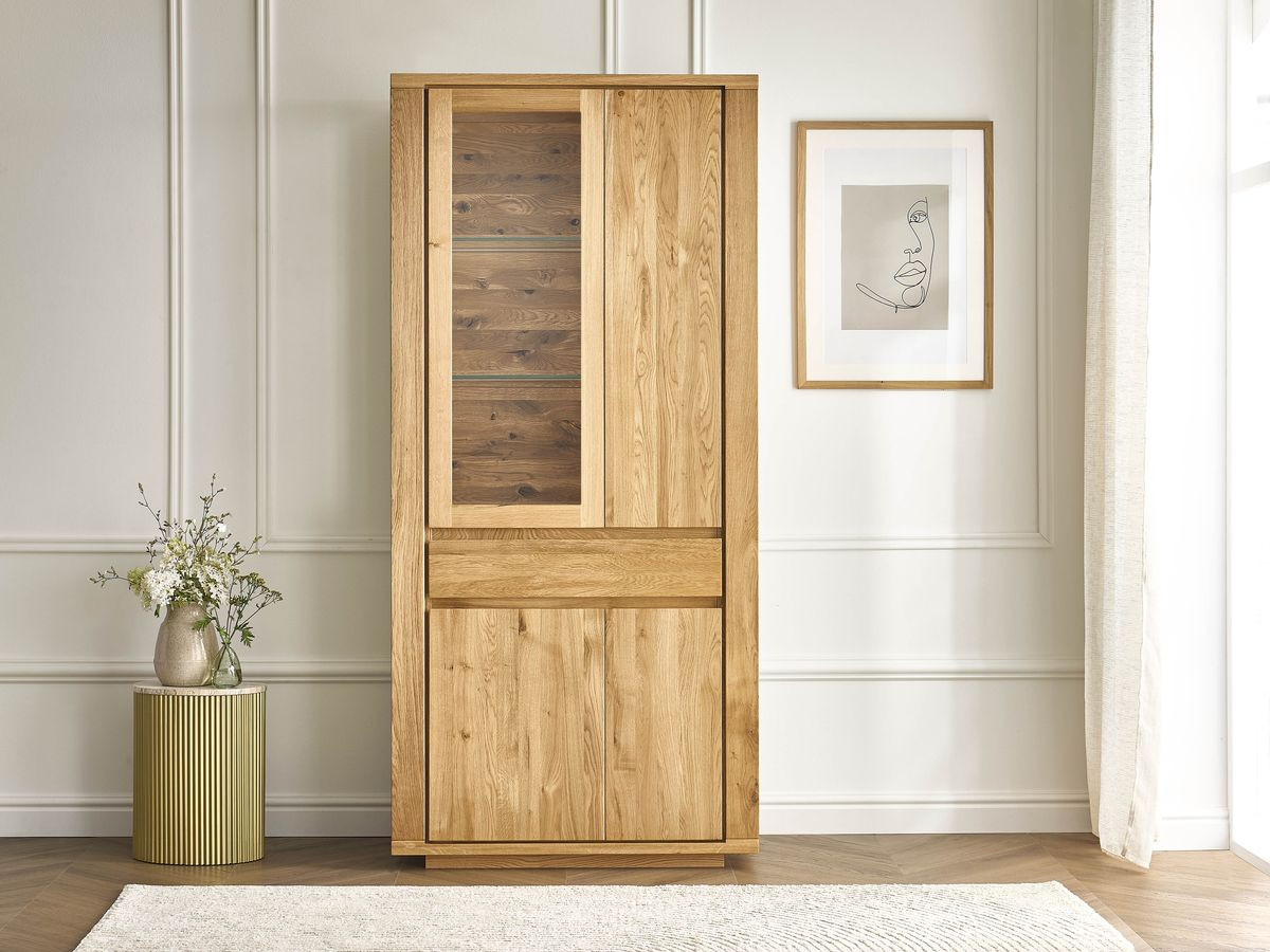 Meuble vitrine H.203 cm PAUL chêne massif