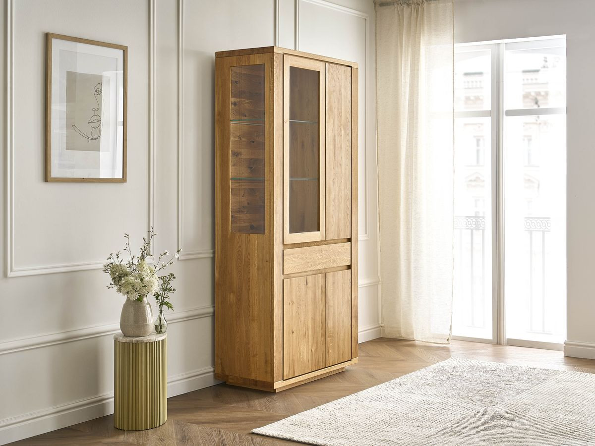 Meuble vitrine H.203 cm PAUL chêne massif