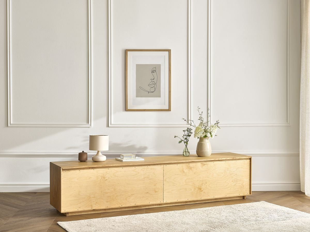 Meuble TV 4 tiroirs 218 cm VICTORIA chêne massif