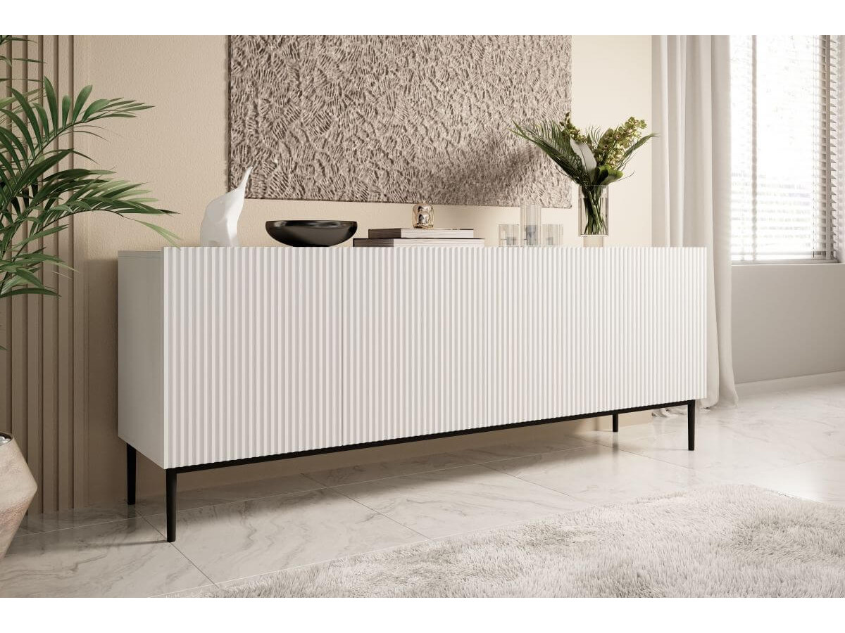 KASHA set met 200 cm tv-meubel met nis + 200 cm 4-deurs dressoir + salontafel met zwarte poten