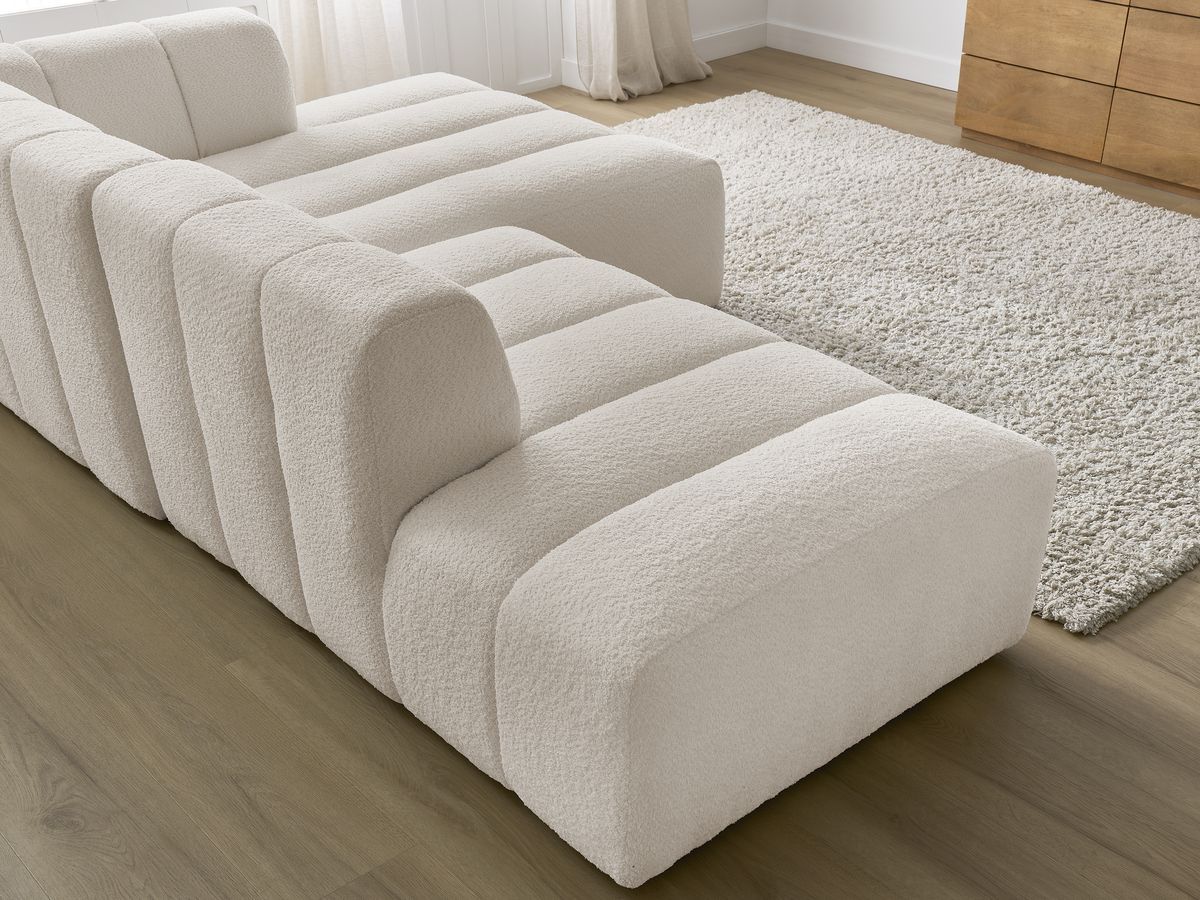 Canapé d'angle fixe modulable ANNECY tissu bouclette