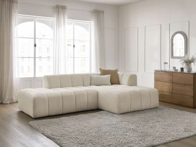 Canapé d'angle fixe modulable ANNECY tissu bouclette