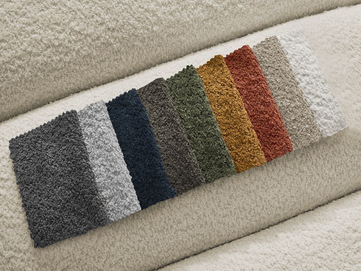 Canapé d'angle fixe modulable ANNECY tissu bouclette