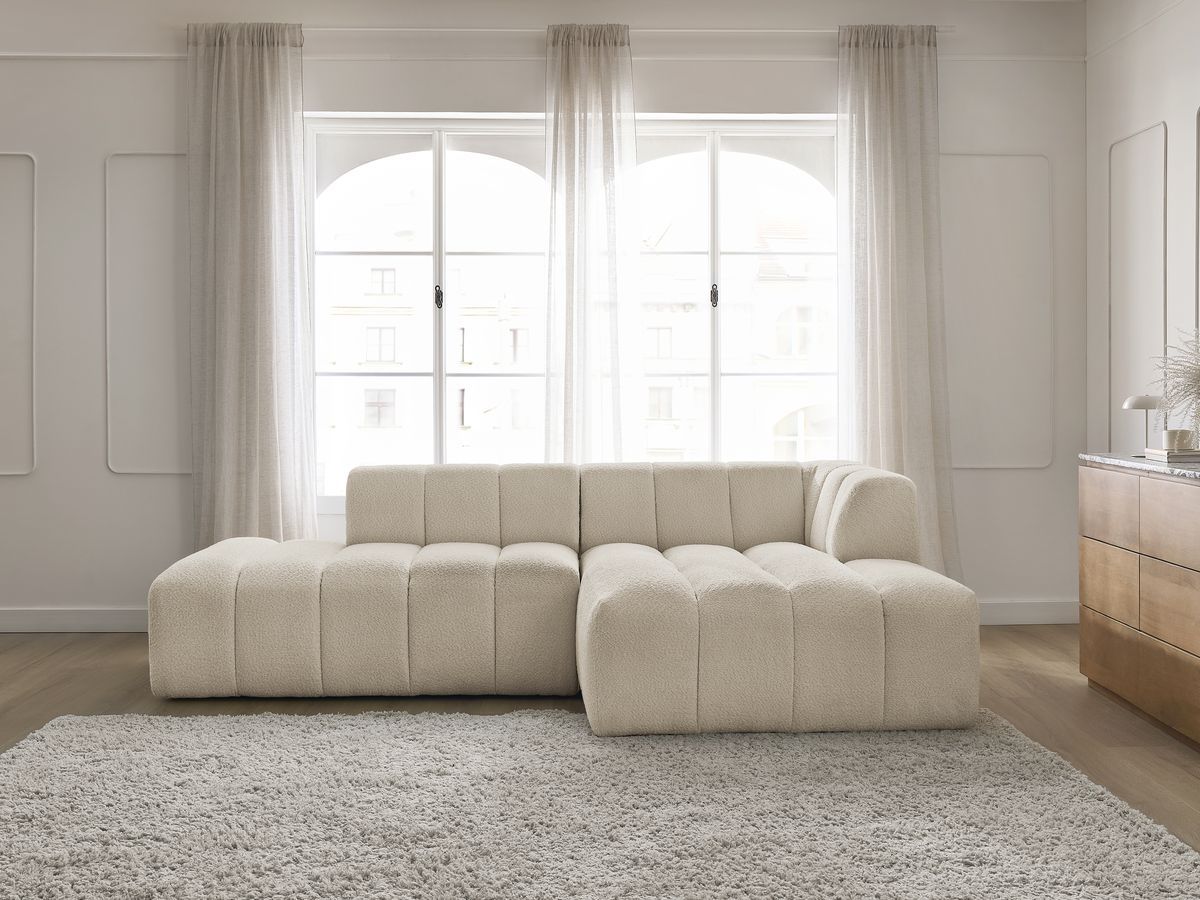 Canapé d'angle modulable ANNECY bouclette beige 3 places — vue 5