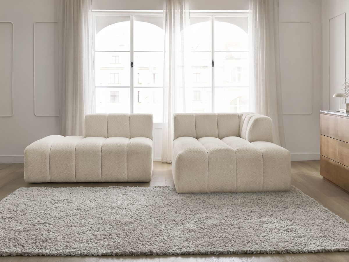 Canapé d'angle fixe modulable ANNECY tissu bouclette