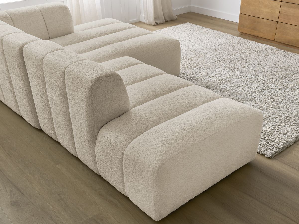 Canapé d'angle fixe modulable ANNECY tissu bouclette