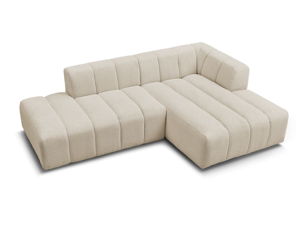 Canapé d'angle fixe modulable ANNECY tissu bouclette