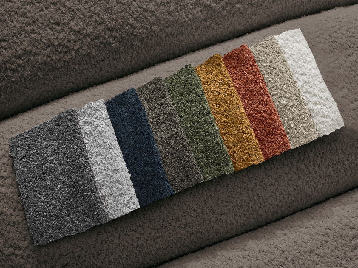 Canapé d'angle fixe modulable ANNECY tissu bouclette
