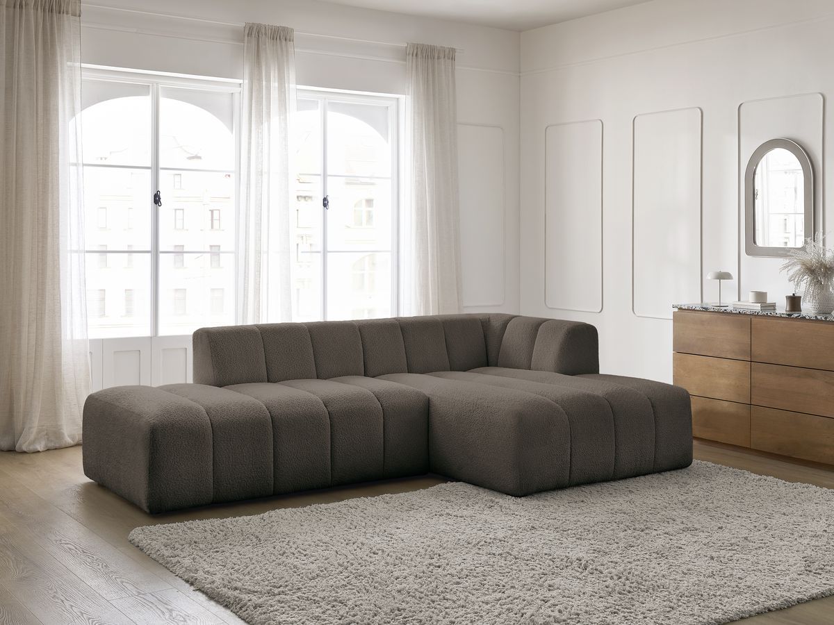 Canapé d'angle fixe modulable ANNECY tissu bouclette