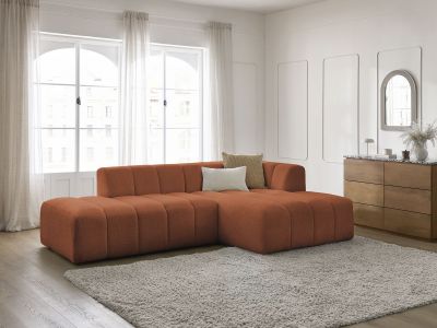 Canapé d'angle fixe modulable ANNECY tissu bouclette