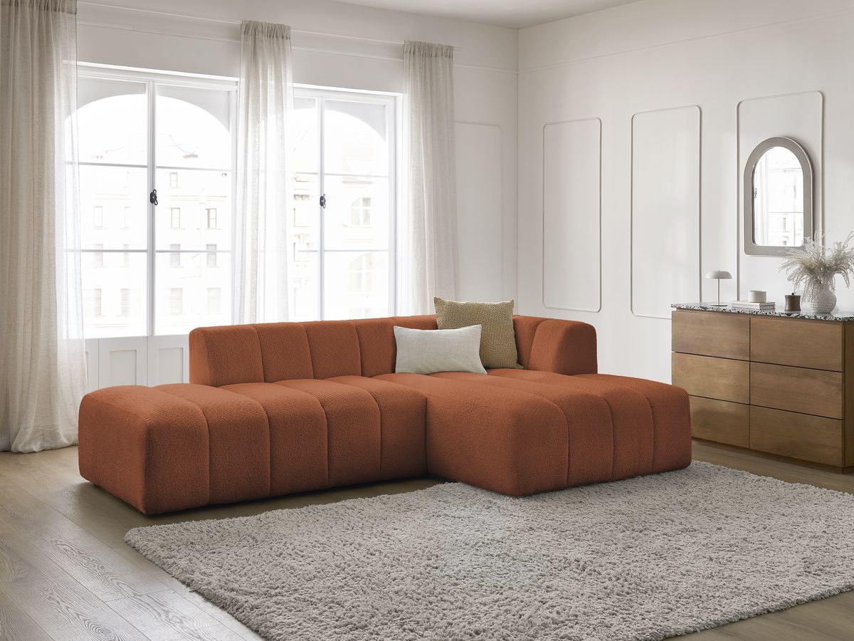 Canapé d'angle fixe modulable ANNECY tissu bouclette