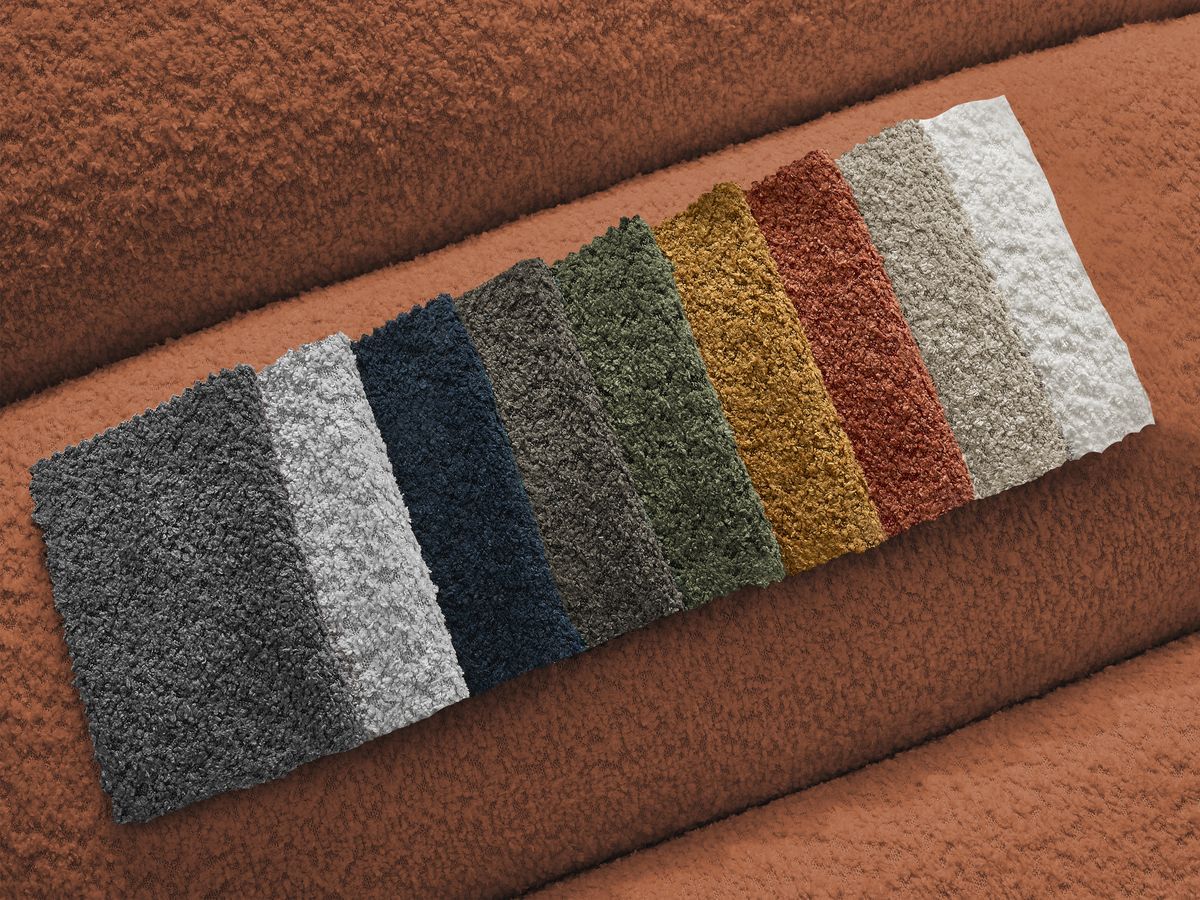 Canapé d'angle fixe modulable ANNECY tissu bouclette