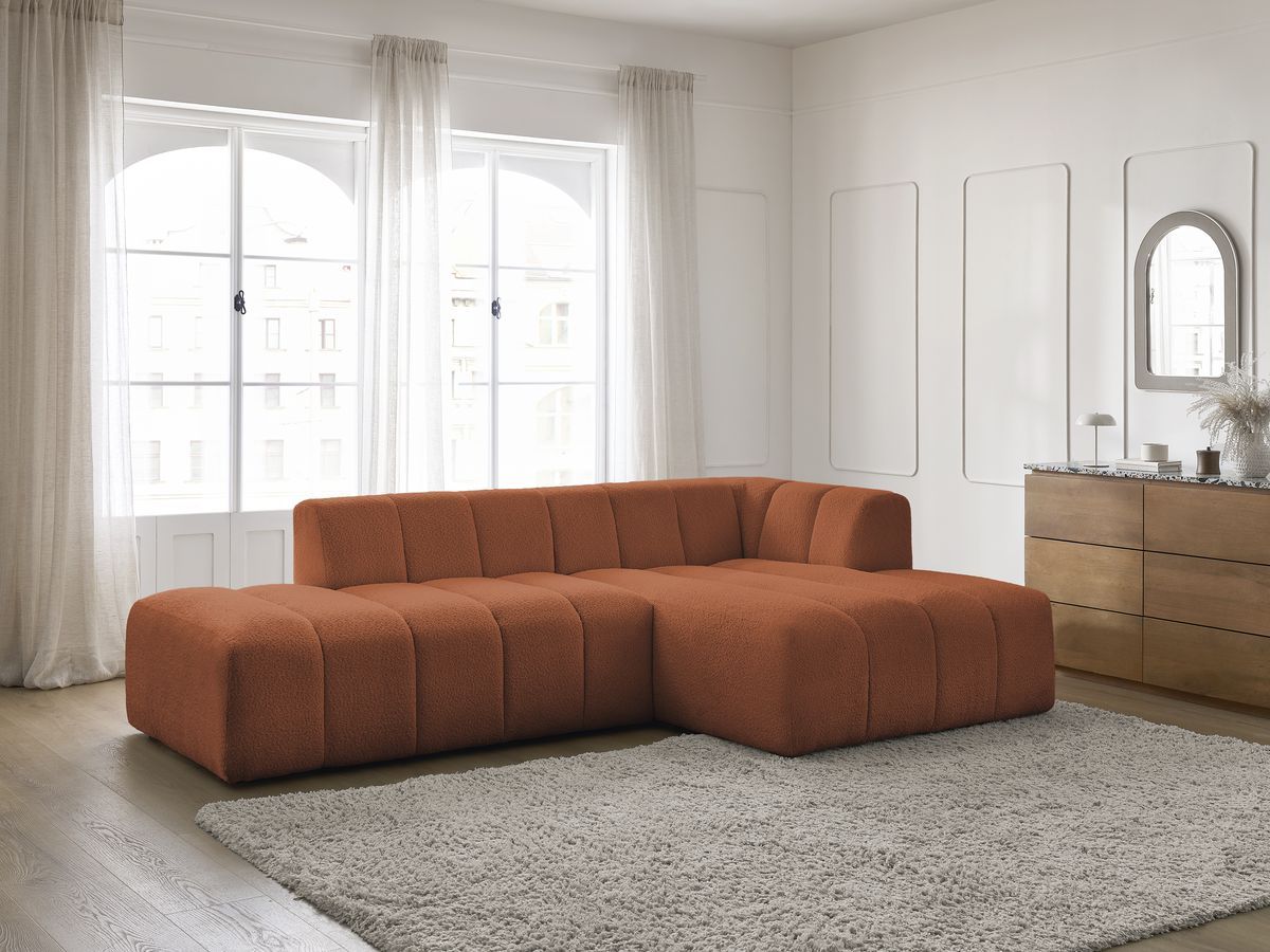 Canapé d'angle fixe modulable ANNECY tissu bouclette