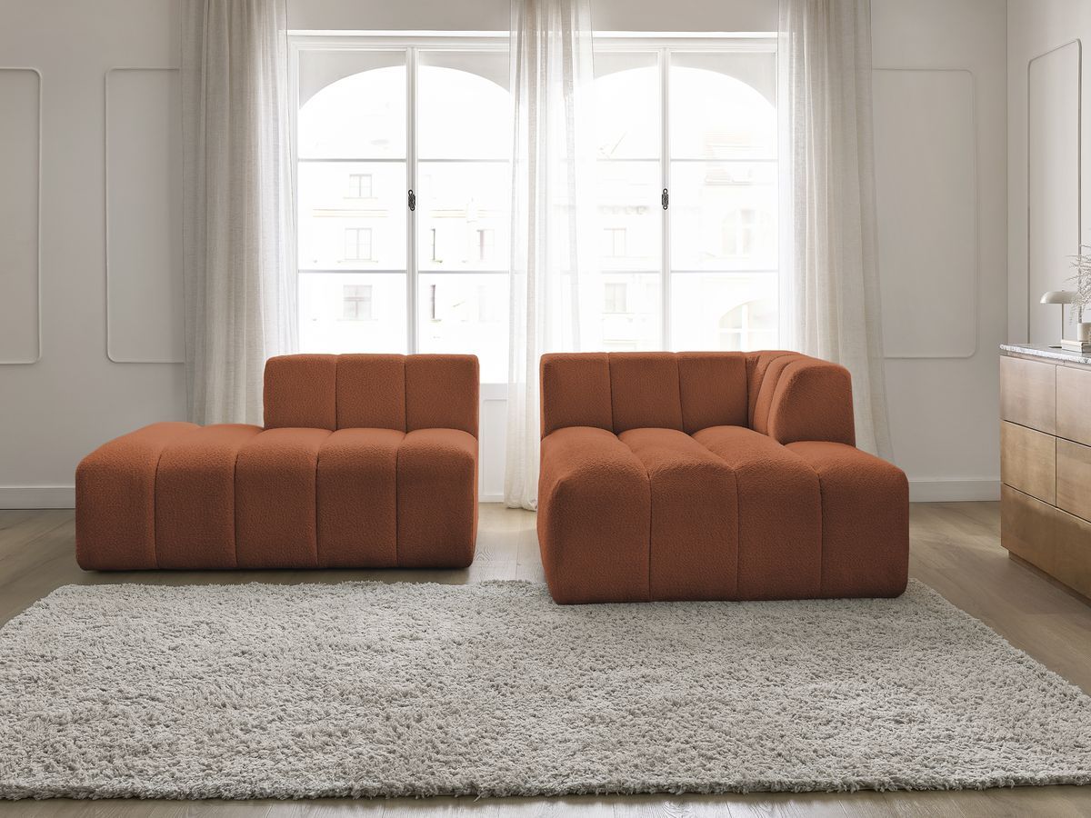 Canapé d'angle fixe modulable ANNECY tissu bouclette