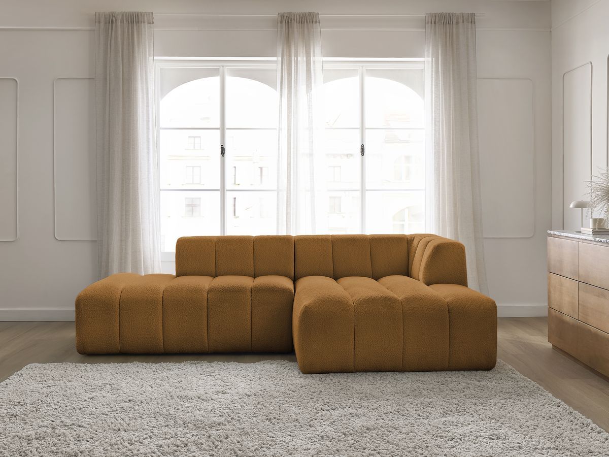 Canapé d'angle modulable ANNECY bouclette jaune 3 places — vue 5