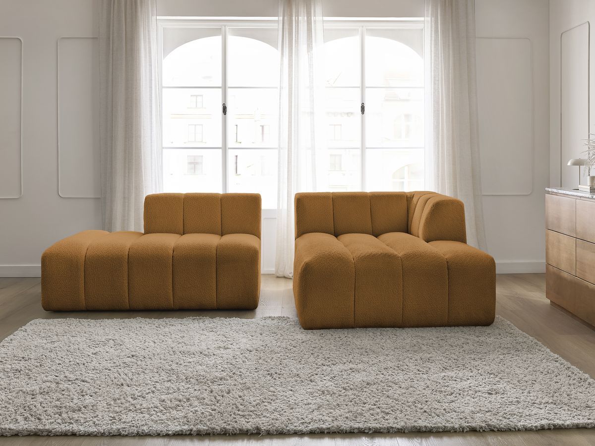 Canapé d'angle fixe modulable ANNECY tissu bouclette