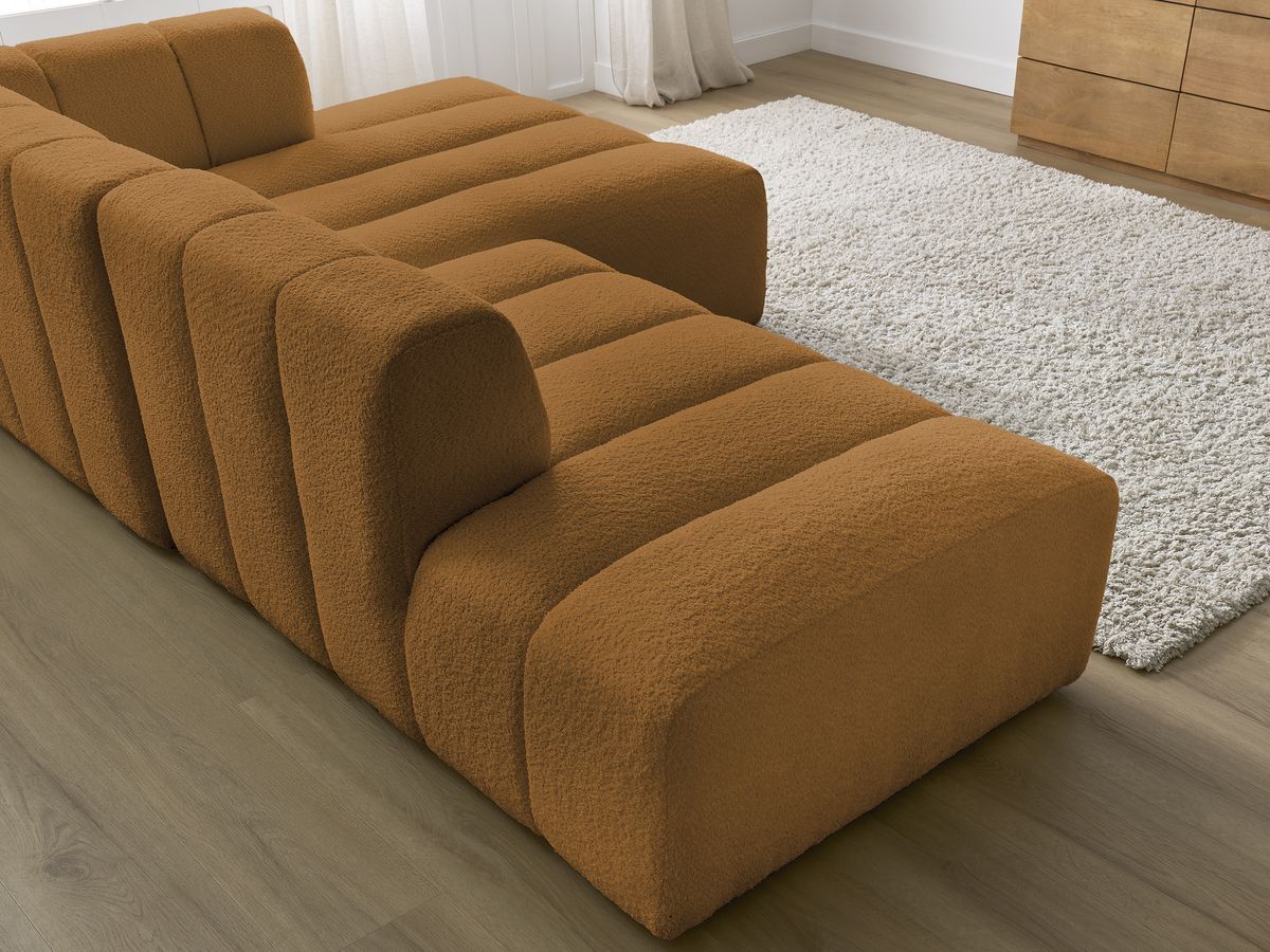 Canapé d'angle fixe modulable ANNECY tissu bouclette