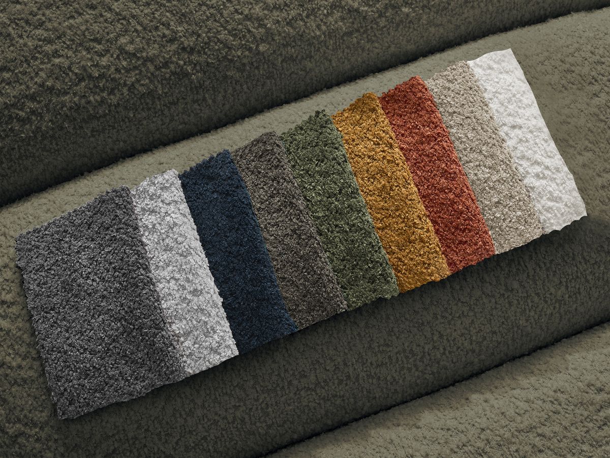 Canapé d'angle fixe modulable ANNECY tissu bouclette