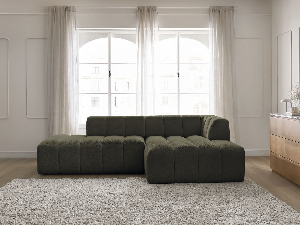 Canapé d'angle modulable ANNECY bouclette vert 3 places — vue 5