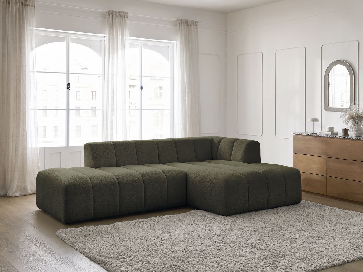Canapé d'angle fixe modulable ANNECY tissu bouclette