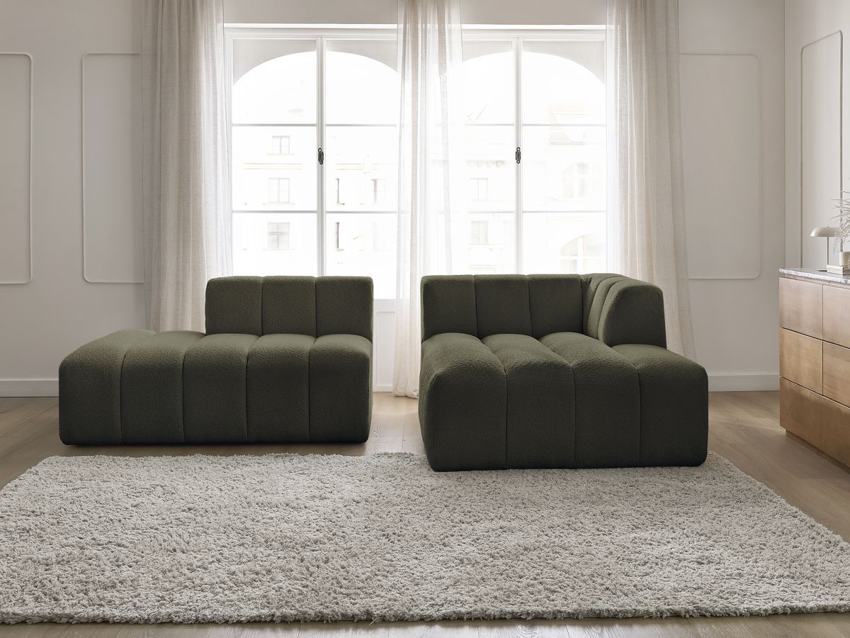 Canapé d'angle fixe modulable ANNECY tissu bouclette