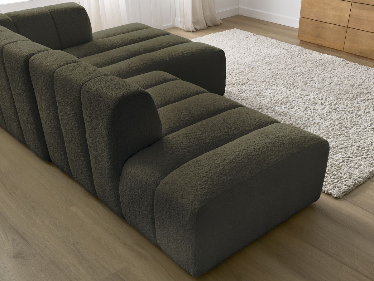 Canapé d'angle fixe modulable ANNECY tissu bouclette