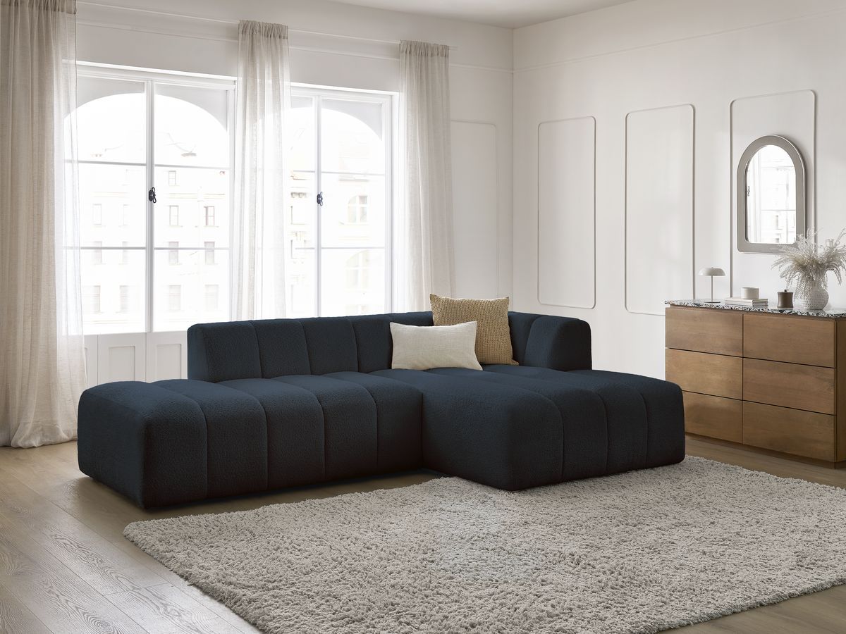 Canapé d'angle fixe modulable ANNECY tissu bouclette
