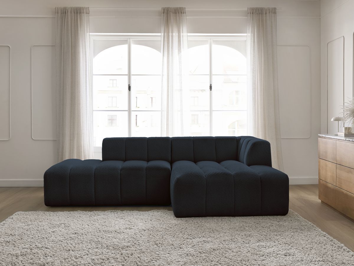 Canapé d'angle modulable ANNECY bouclette bleu foncé 3 places — vue 5