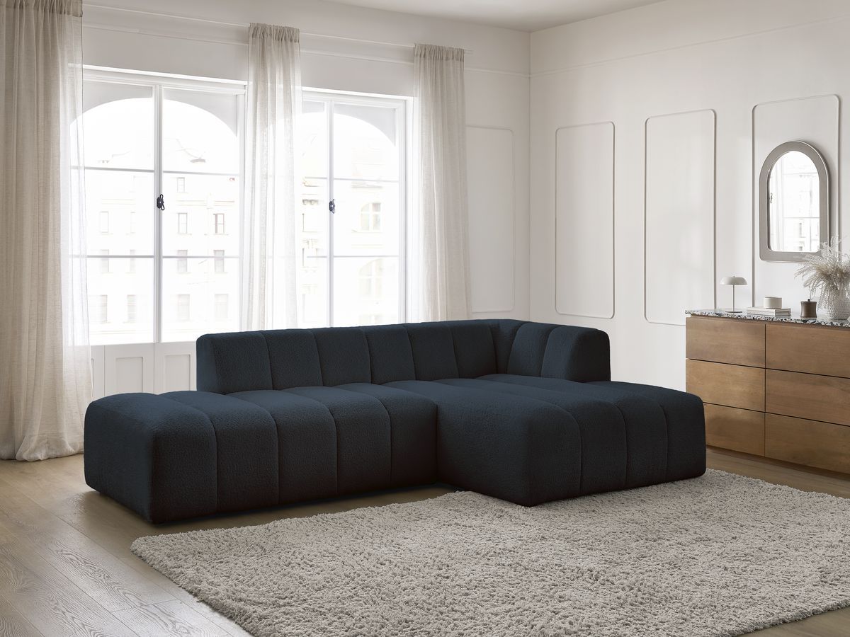 Canapé d'angle fixe modulable ANNECY tissu bouclette