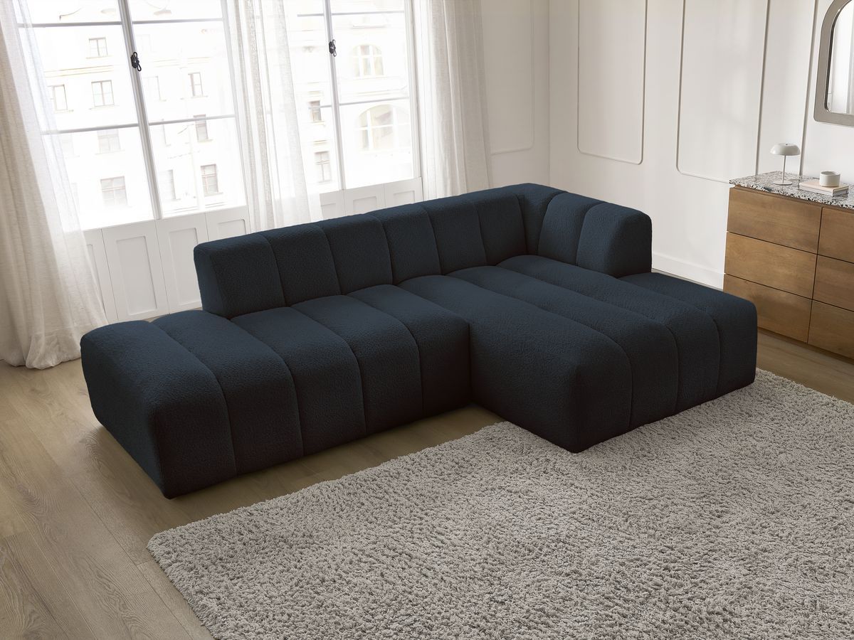 Canapé d'angle fixe modulable ANNECY tissu bouclette